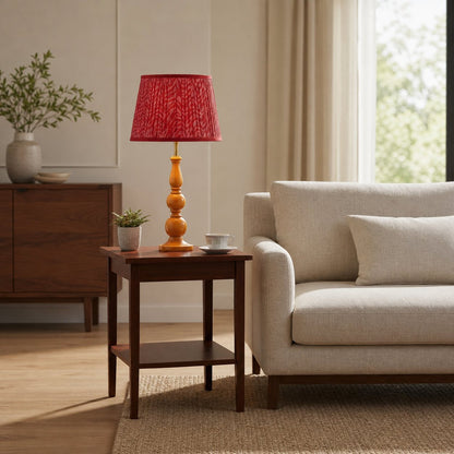 Grainora Table Lamp with Wooden Grain Base – Fabric Lampshade for Living Rooms