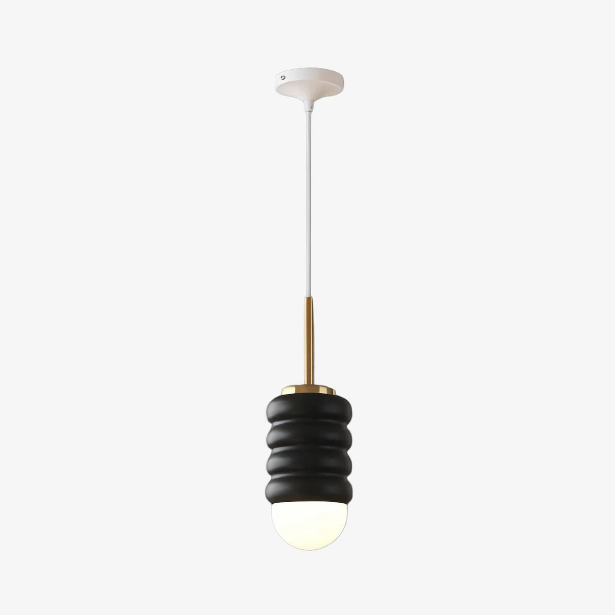 Iron Pendant Lamp with Ribbed Shade - Cream Style Light for Bedroom