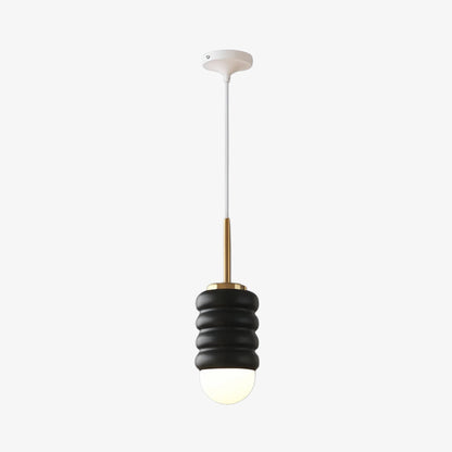 Iron Pendant Lamp with Ribbed Shade - Cream Style Light for Bedroom