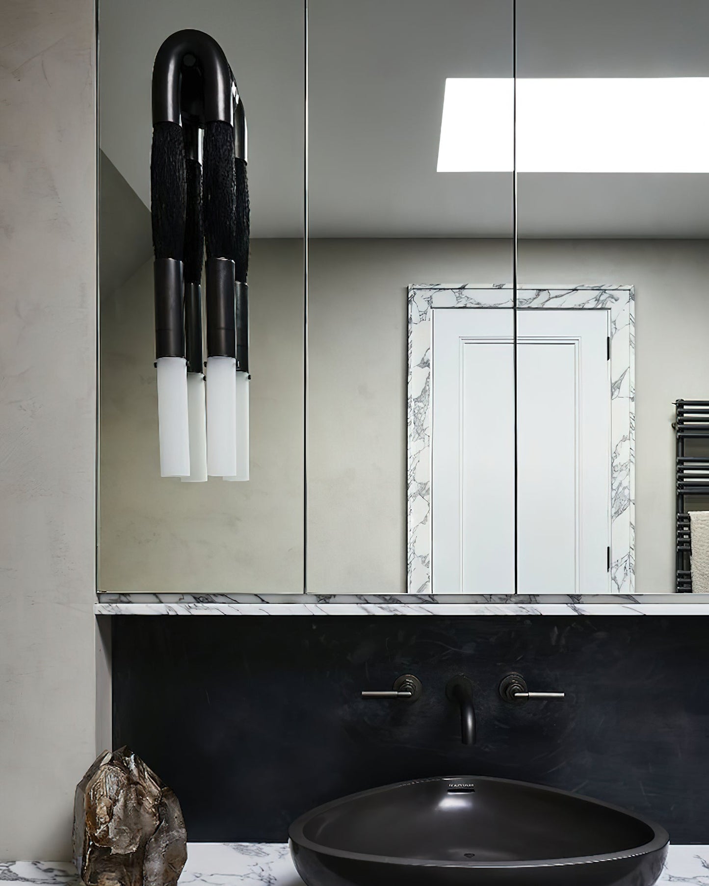 Moderne Wandleuchte aus Rosshaarglas – Messing/Nickel/Schwarz