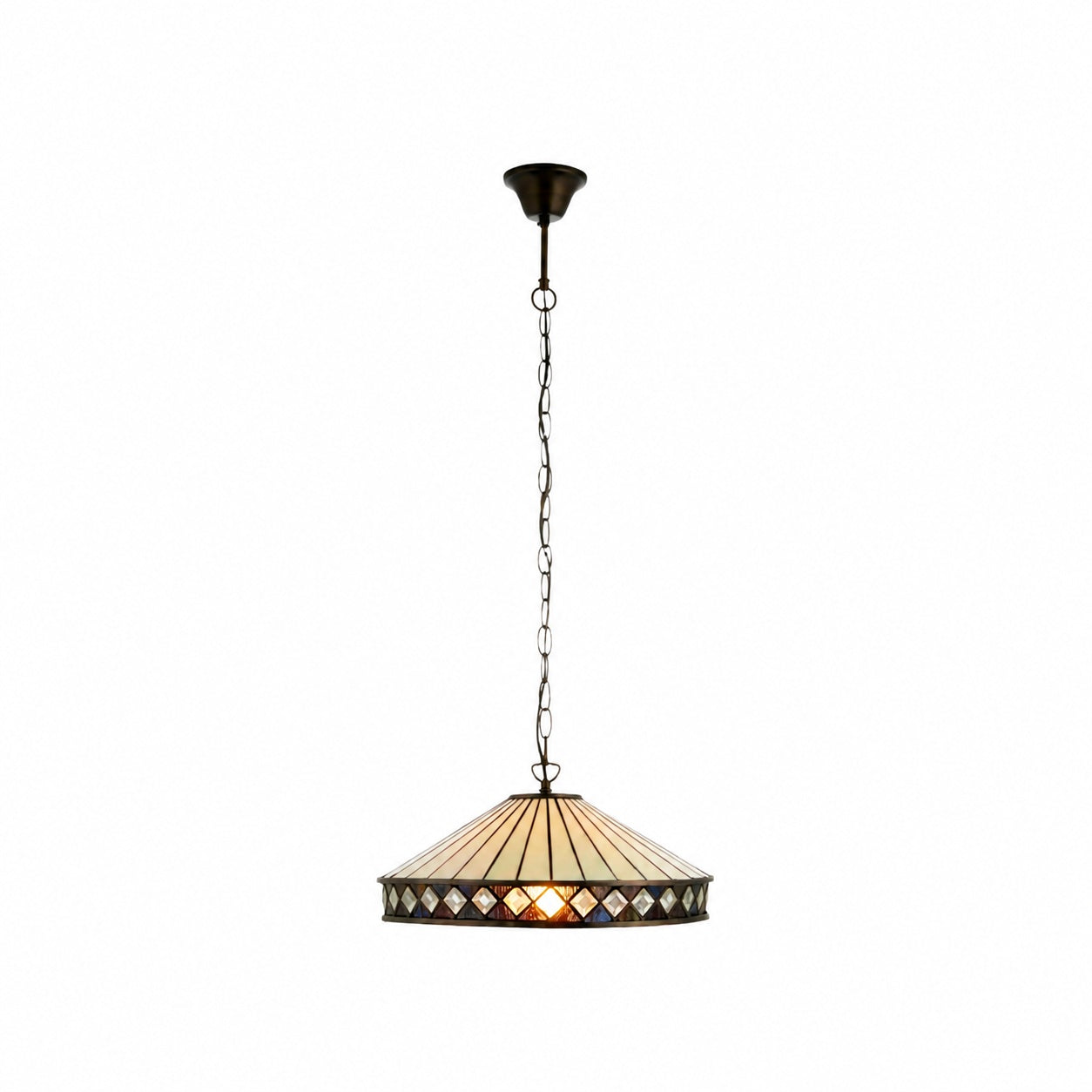 TF Fargo Pendant Light - Tiffany Style Lighting with an Art Deco Shade and Adjustable Chain