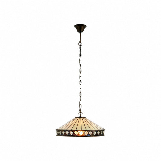 TF Fargo Pendelleuchte – Tiffany-Stilleuchte mit Art-déco-Schirm und verstellbarer Kette