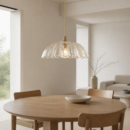 Floriaxis Floral Glass Pendant Light — Floral Glass Shade with Braided Cable for Kitchen or Dining