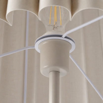Velura Stehleuchte – Beige Leinenschirm und Metallgestell