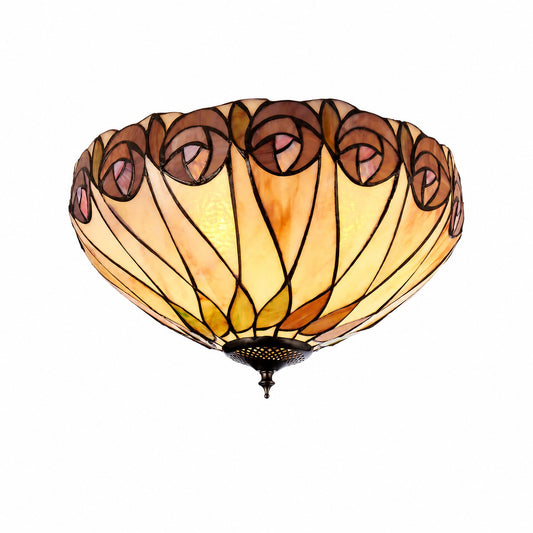 TF Hutchinson Tiffany Deckenleuchte – Elegante Vintage-Glasleuchte mit Blumenmuster für Esszimmer oder Flur