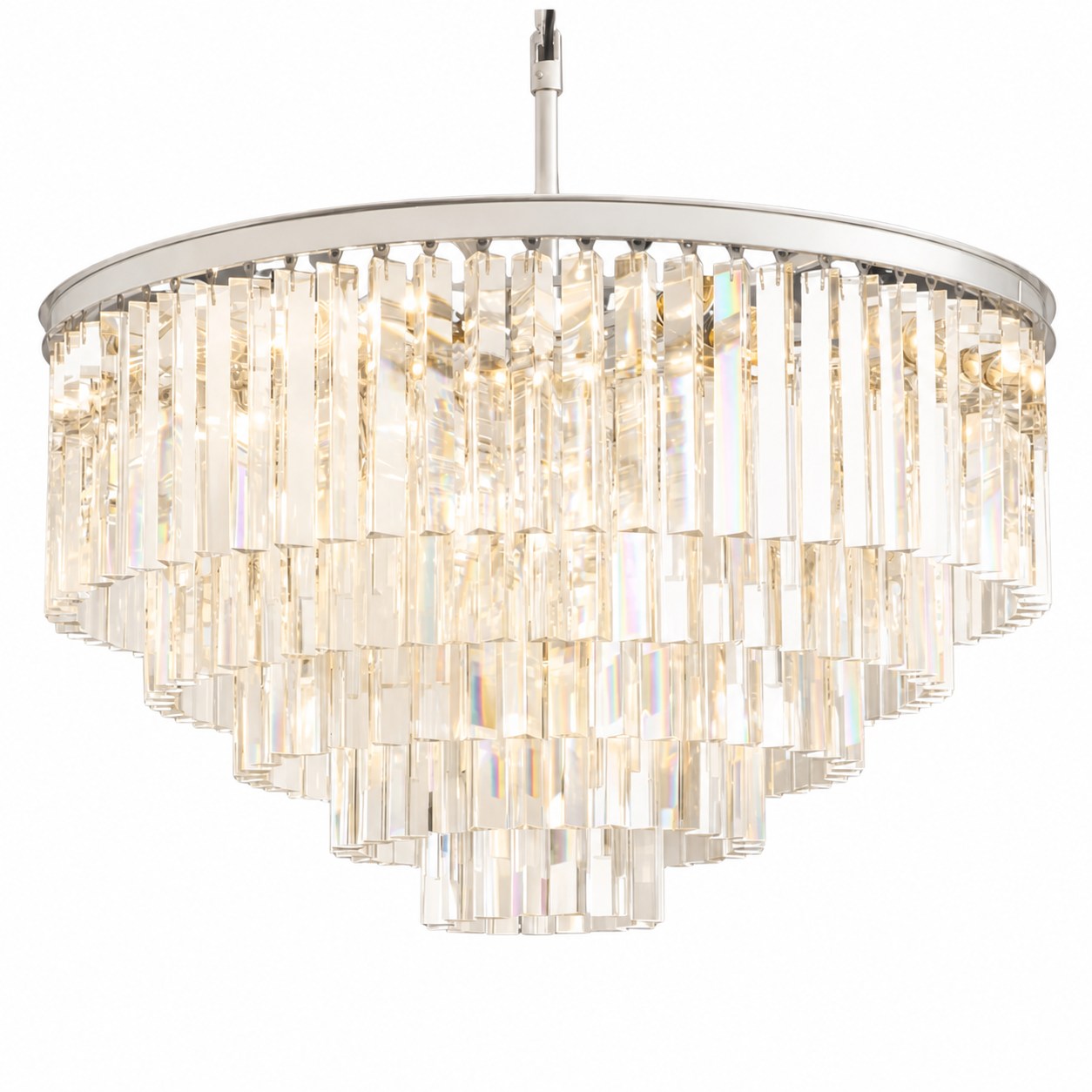 Aurevon Crystal Prism Metal Frame Modern Ceiling Chandelier for Home and Hotel