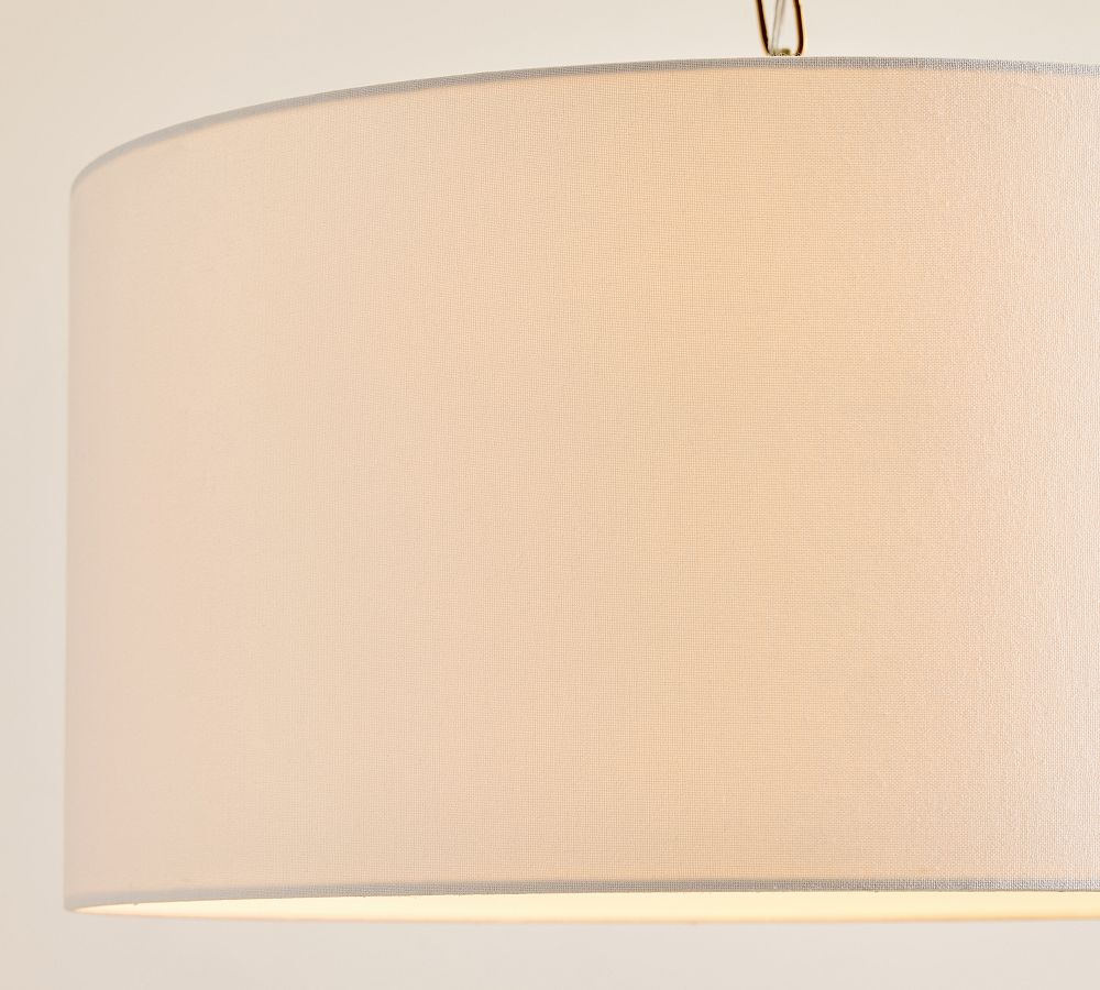 Dumora Iron Linen Drum Pendant - Vintage Brass Hanging Ceiling Light