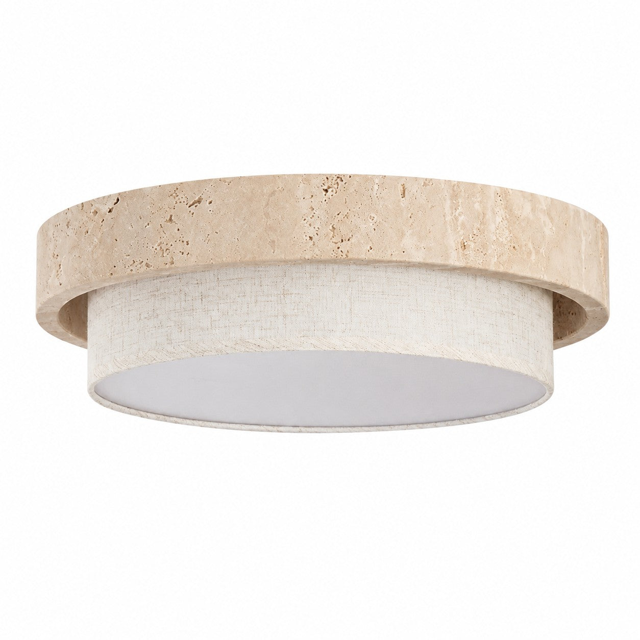 Travertine Fabric Flush Mount Ceiling Light