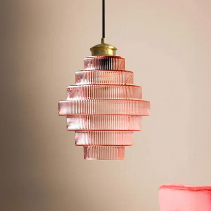 Skandinavische Retro Geriffelte Glas Pendelleuchte