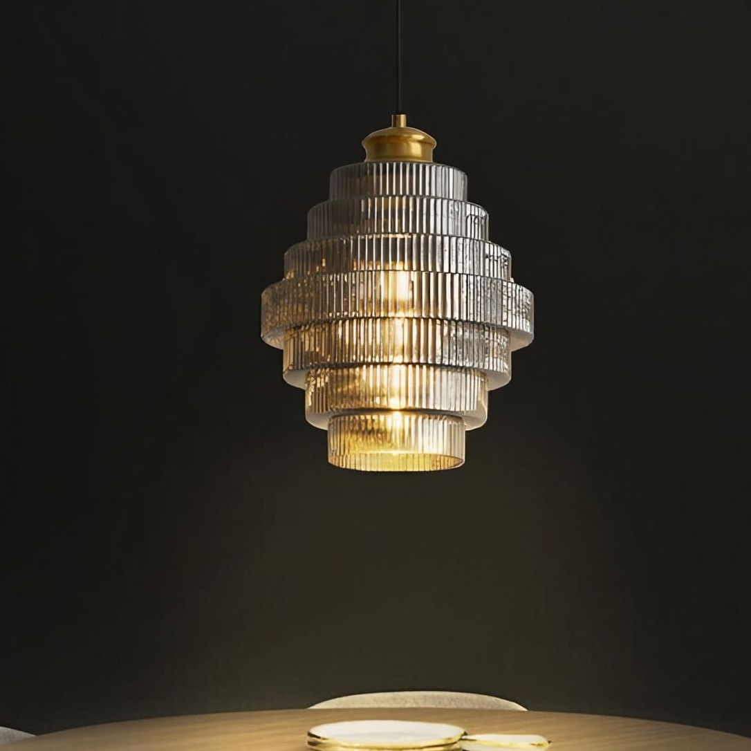 Skandinavische Retro Geriffelte Glas Pendelleuchte