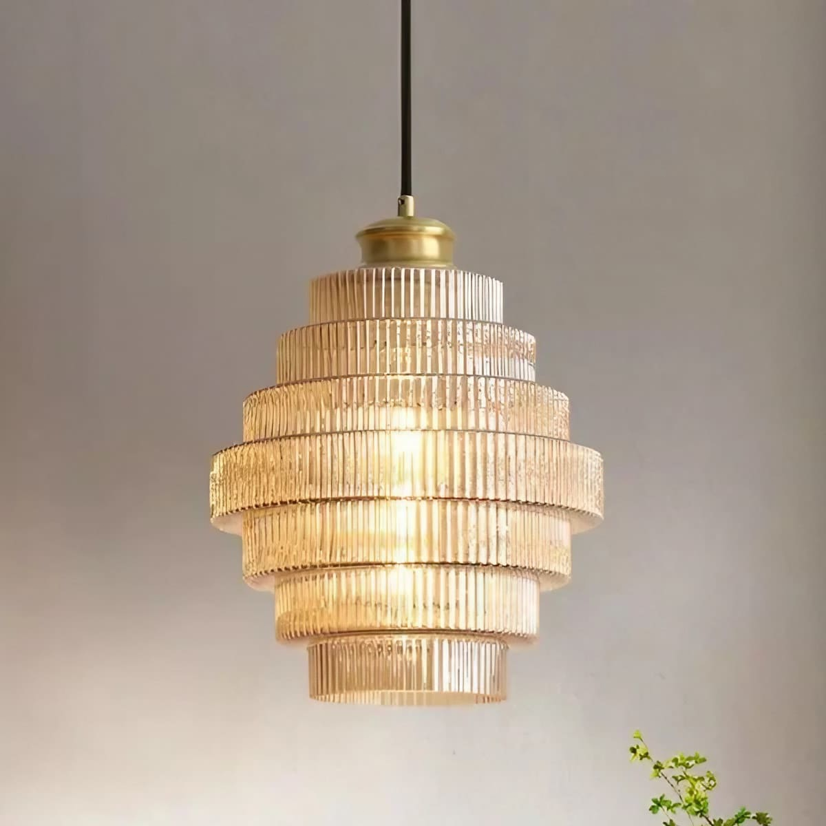 Skandinavische Retro Geriffelte Glas Pendelleuchte