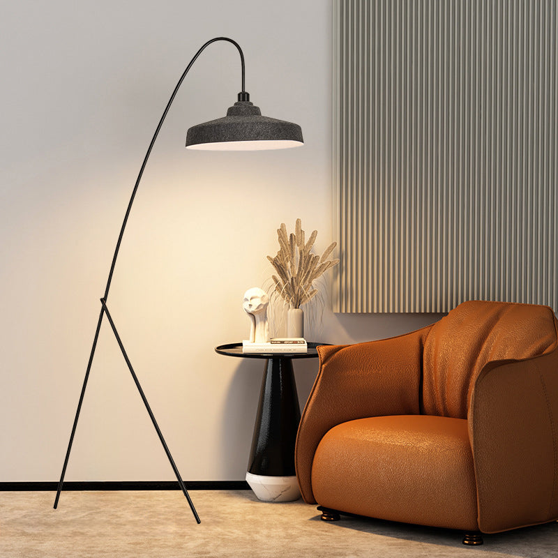 Artistic Hat Shaped Floor Lamp With Cozy Modern Grey Felt For Family Room 2