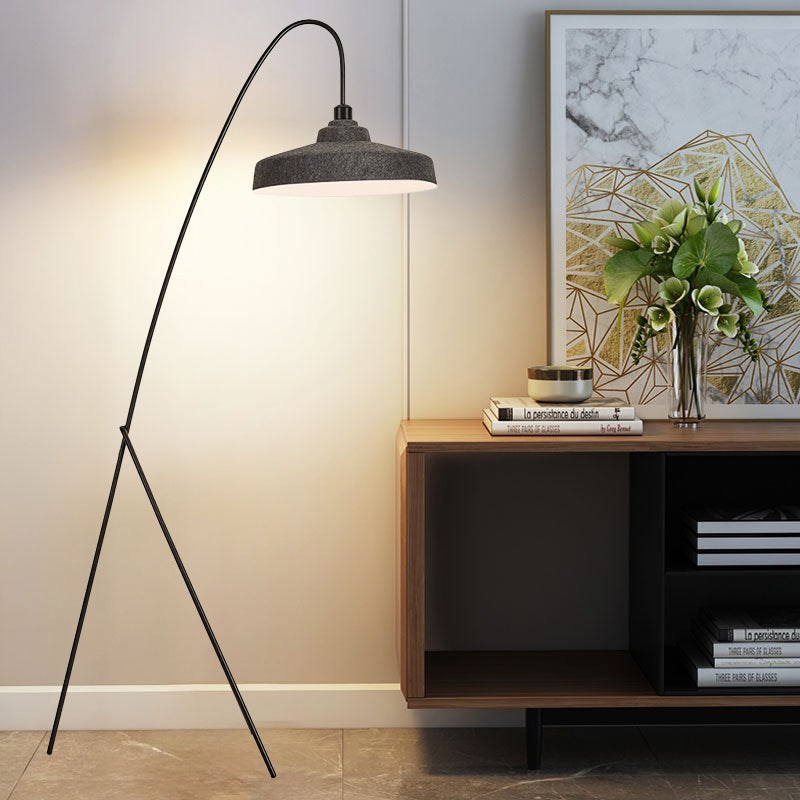 Artistic Hat Shaped Floor Lamp With Cozy Modern Grey Felt For Family Room 3