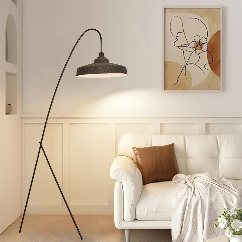 Artistic Hat Shaped Floor Lamp With Cozy Modern Grey Felt For Family Room 4
