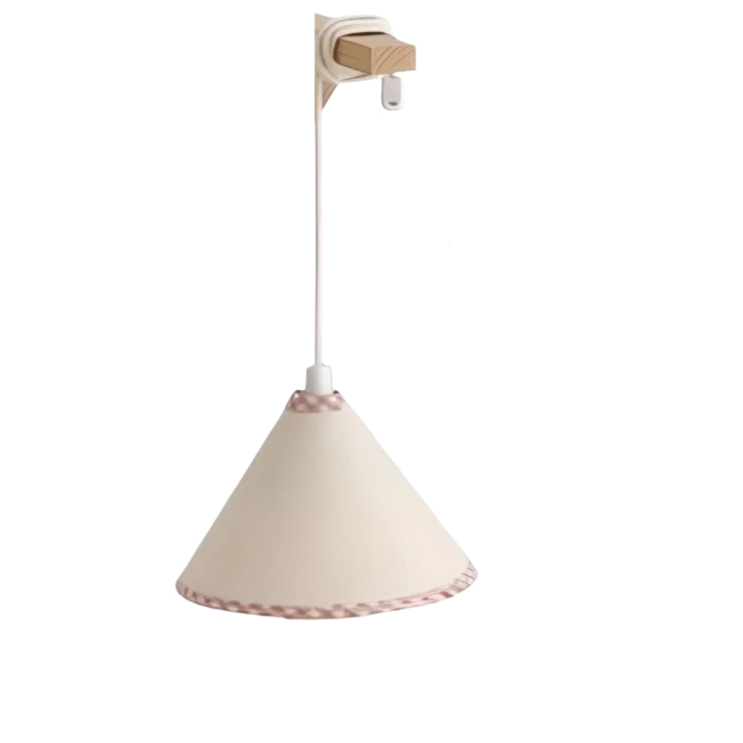 Cartoon Felt Grid Lampshade Wall Lamp With LED And Pull Cord White Plaid For Kids Bedroom Decor