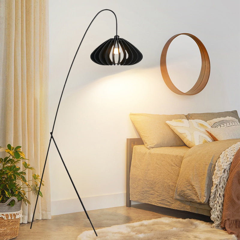 Chic Pumpkin Shade Ambient Fishing Floor Lamp With Charming Handcrafted Felt For Bedroom 1