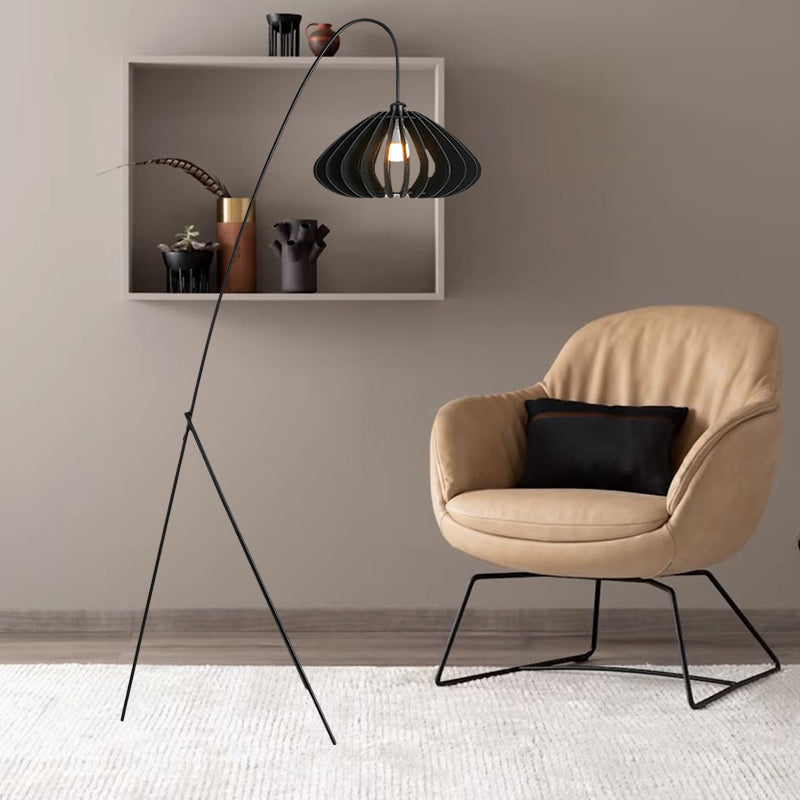 Chic Pumpkin Shade Ambient Fishing Floor Lamp With Charming Handcrafted Felt For Bedroom 2