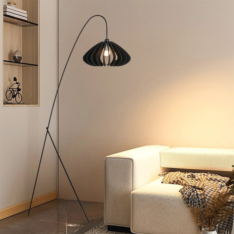 Chic Pumpkin Shade Ambient Fishing Floor Lamp With Charming Handcrafted Felt For Bedroom 3