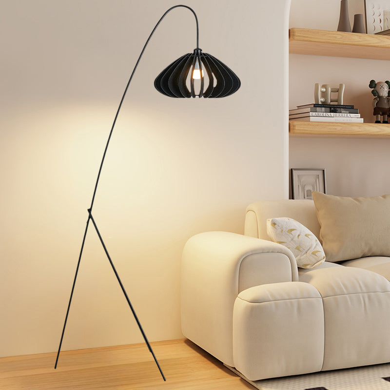 Chic Pumpkin Shade Ambient Fishing Floor Lamp With Charming Handcrafted Felt For Bedroom 4