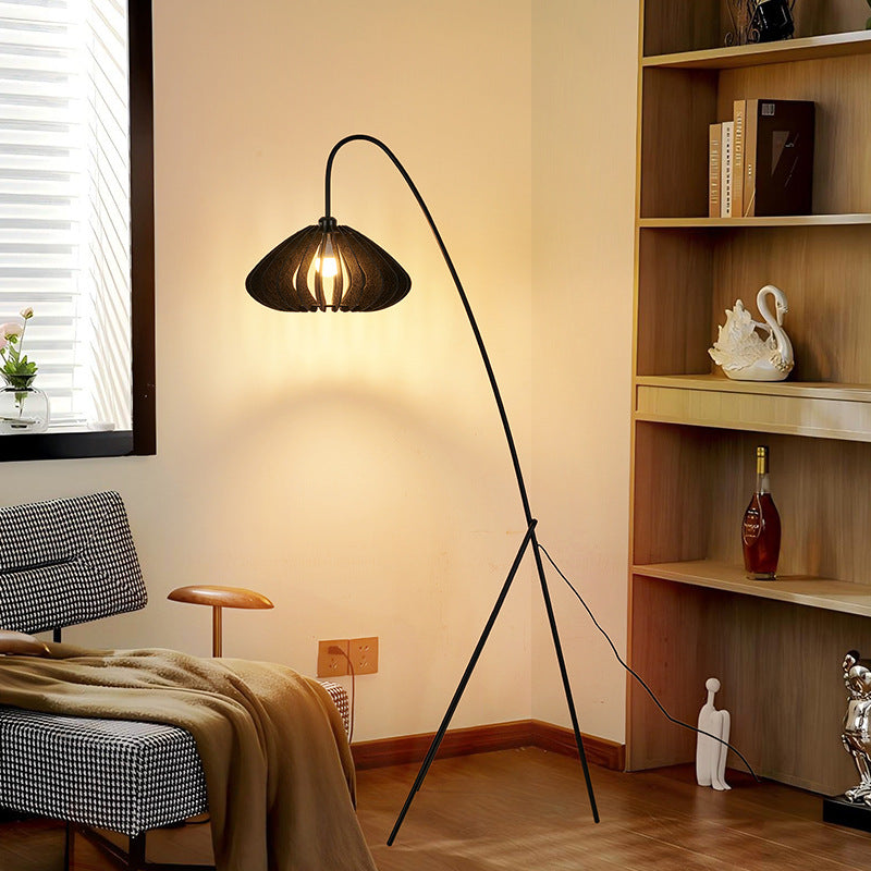 Chic Pumpkin Shade Ambient Fishing Floor Lamp With Charming Handcrafted Felt For Bedroom 5