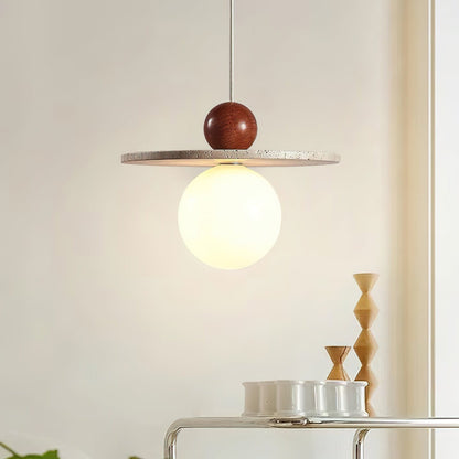 Cream Style Flying Disc Travertine Pendant Lamp