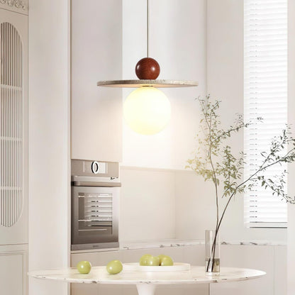 Cream Style Flying Disc Travertine Pendant Lamp