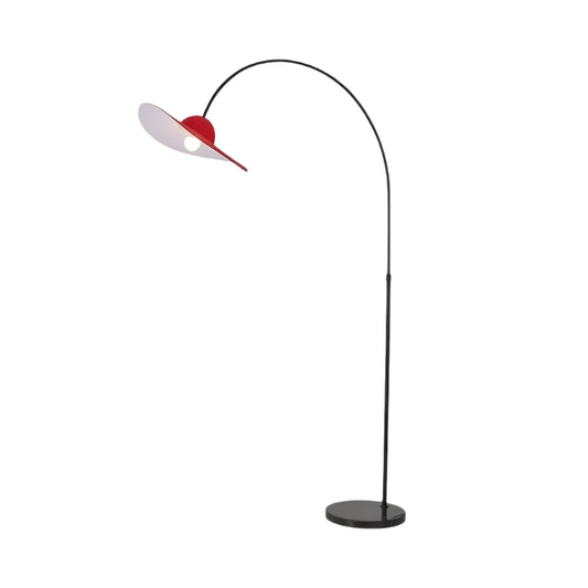 Creative Simple Flying Disc Floor Lamp With Soft Touch Red Felt For Living Room 