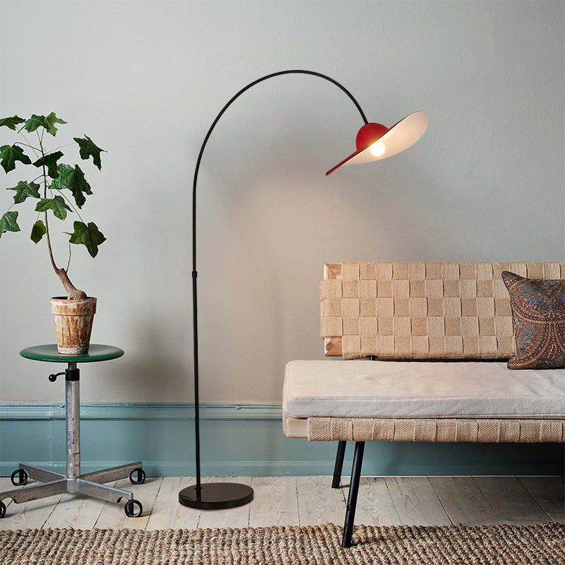 Creative Simple Flying Disc Floor Lamp With Soft Touch Red Felt For Living Room 1