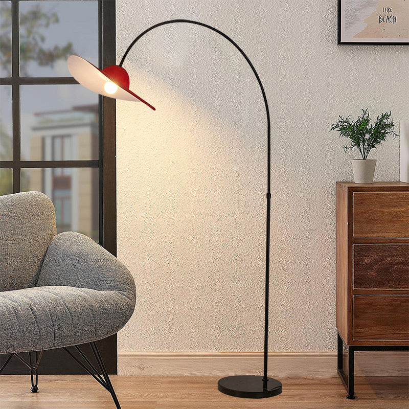 Creative Simple Flying Disc Floor Lamp With Soft Touch Red Felt For Living Room 2