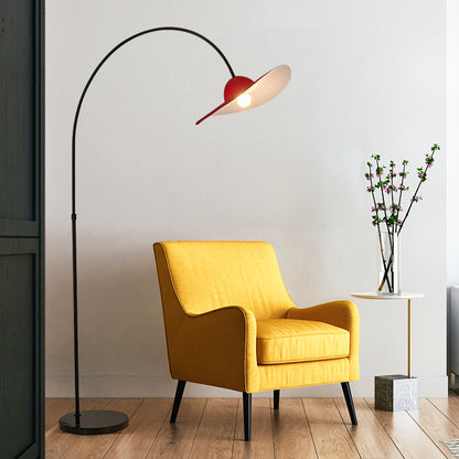 Creative Simple Flying Disc Floor Lamp With Soft Touch Red Felt For Living Room 3