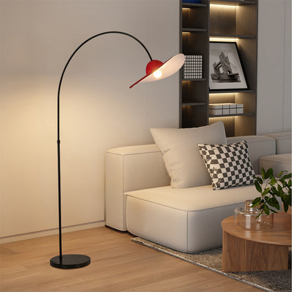 Creative Simple Flying Disc Floor Lamp With Soft Touch Red Felt For Living Room 4