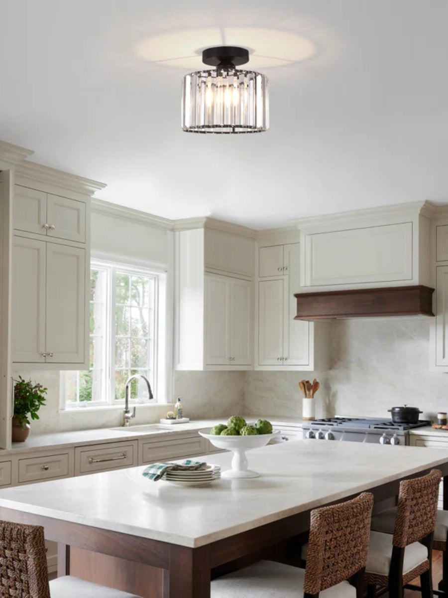 Modern Semi Recessed Crystal Ceiling Lamp