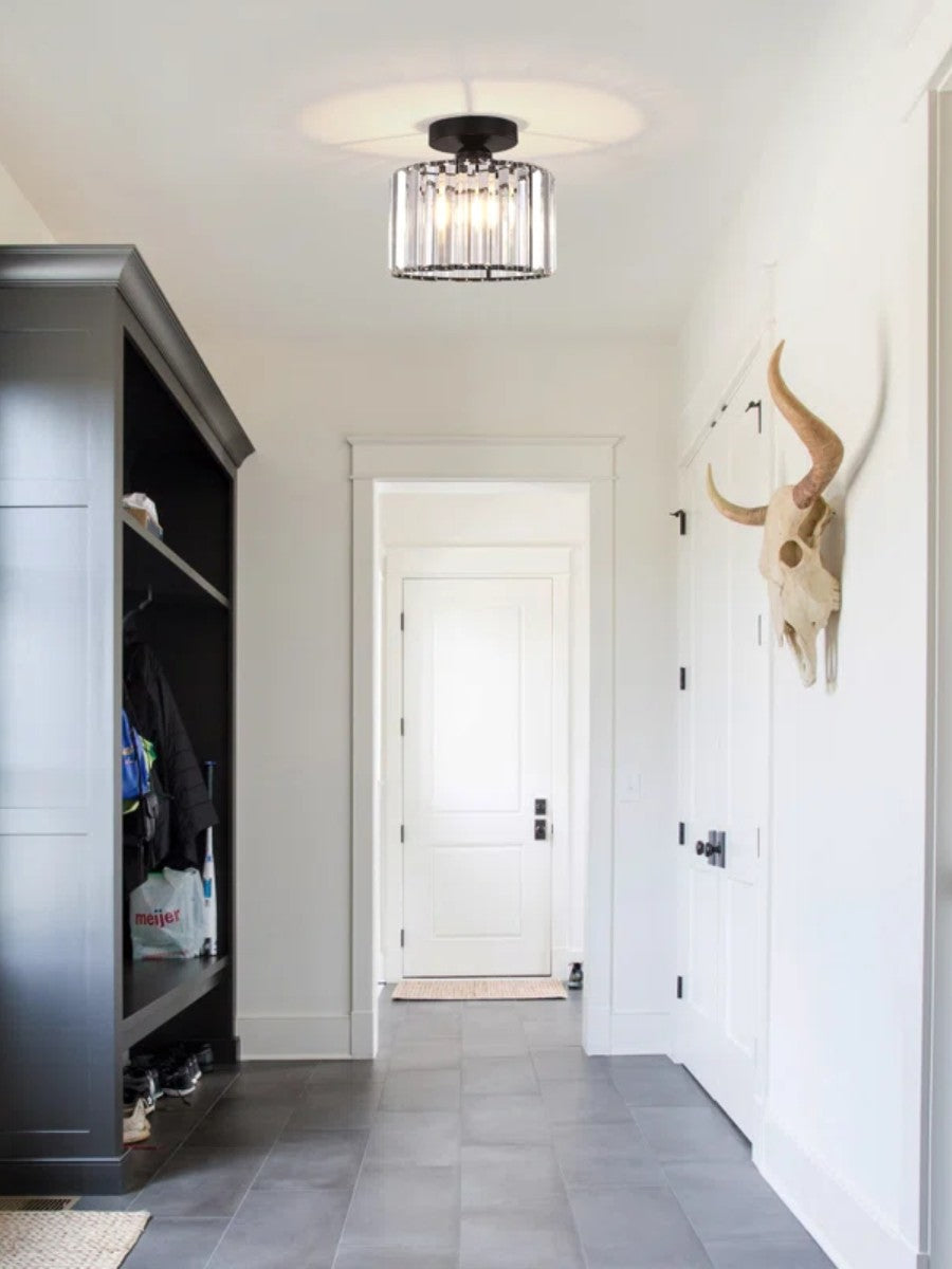 Modern Semi Recessed Crystal Ceiling Lamp