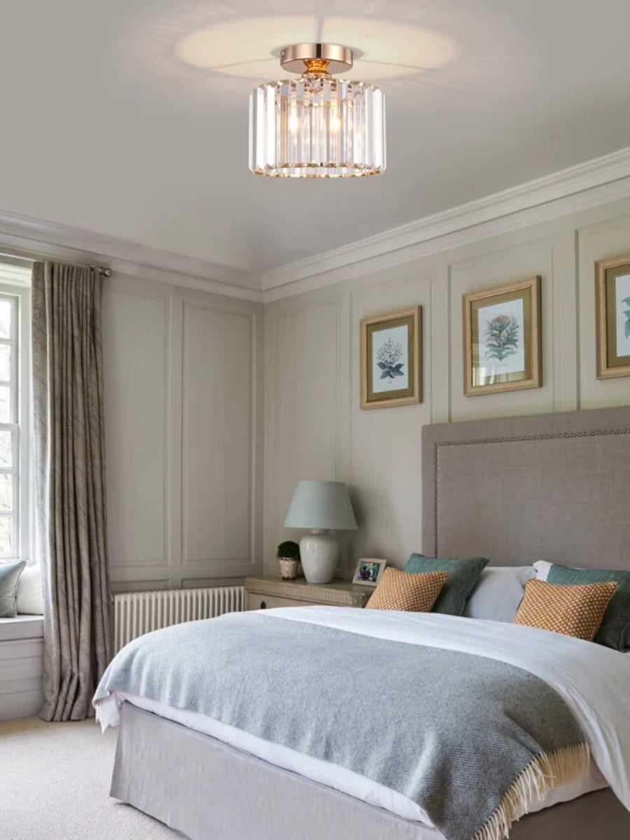 Modern Semi Recessed Crystal Ceiling Lamp