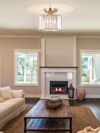 Modern Semi Recessed Crystal Ceiling Lamp