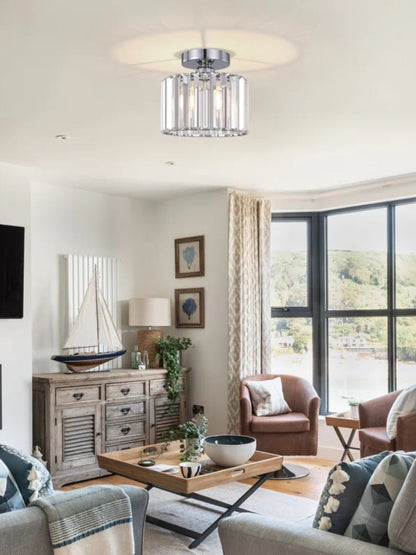 Modern Semi Recessed Crystal Ceiling Lamp