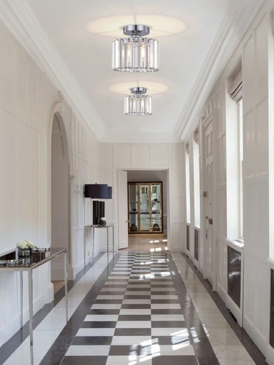 Modern Semi Recessed Crystal Ceiling Lamp