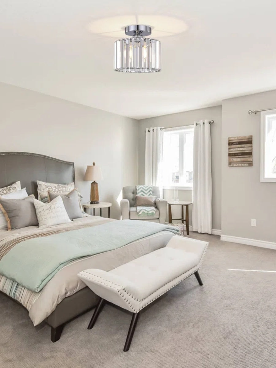 Modern Semi Recessed Crystal Ceiling Lamp