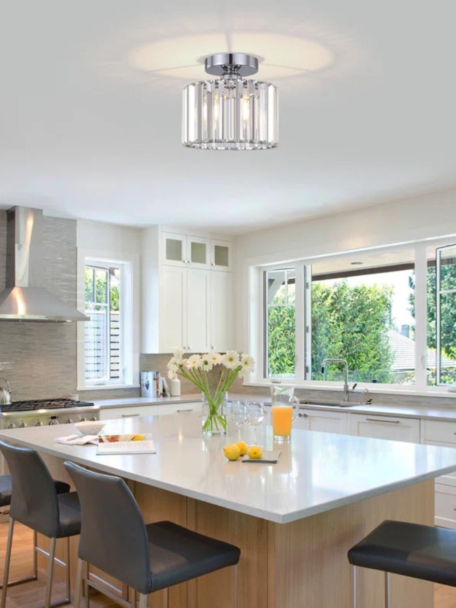 Modern Semi Recessed Crystal Ceiling Lamp