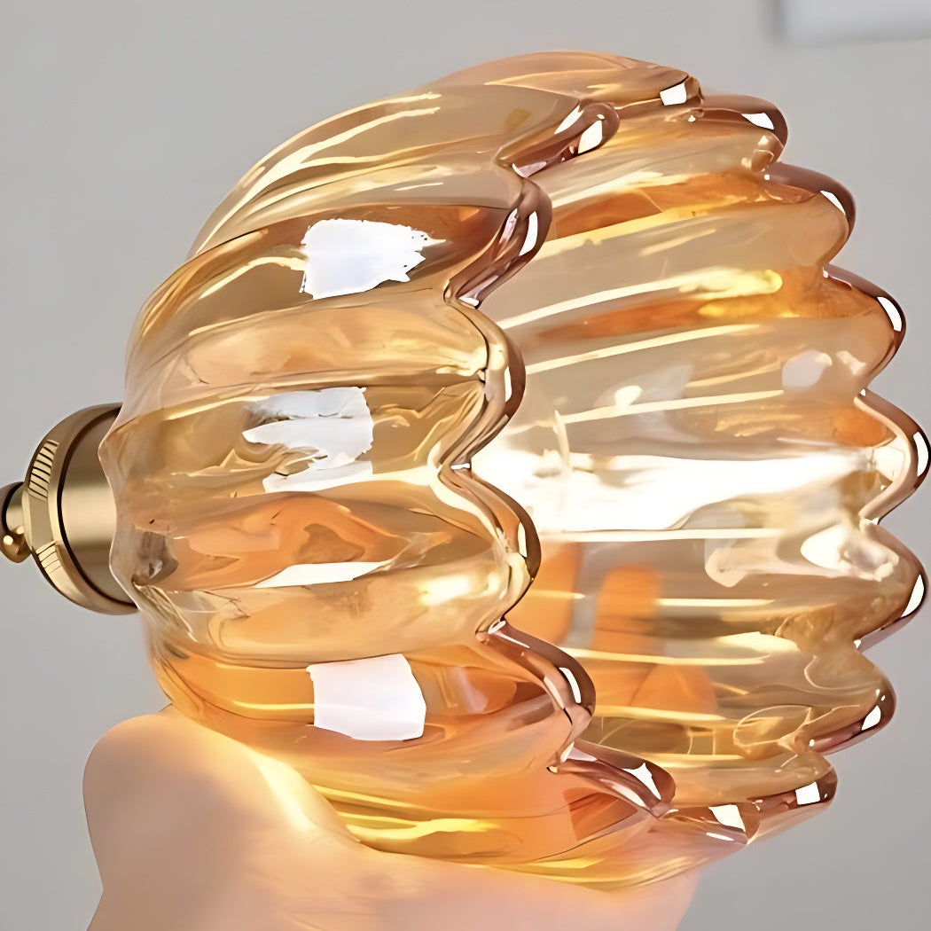 Japanische Retro-Pendelleuchte mit Glasblumen