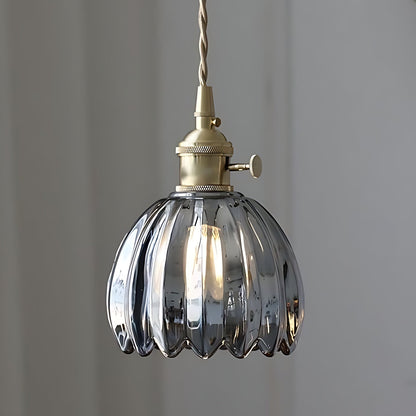 Japanische Retro-Pendelleuchte mit Glasblumen