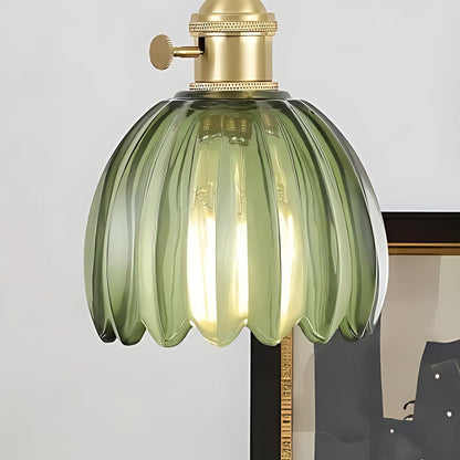 Japanische Retro-Pendelleuchte mit Glasblumen