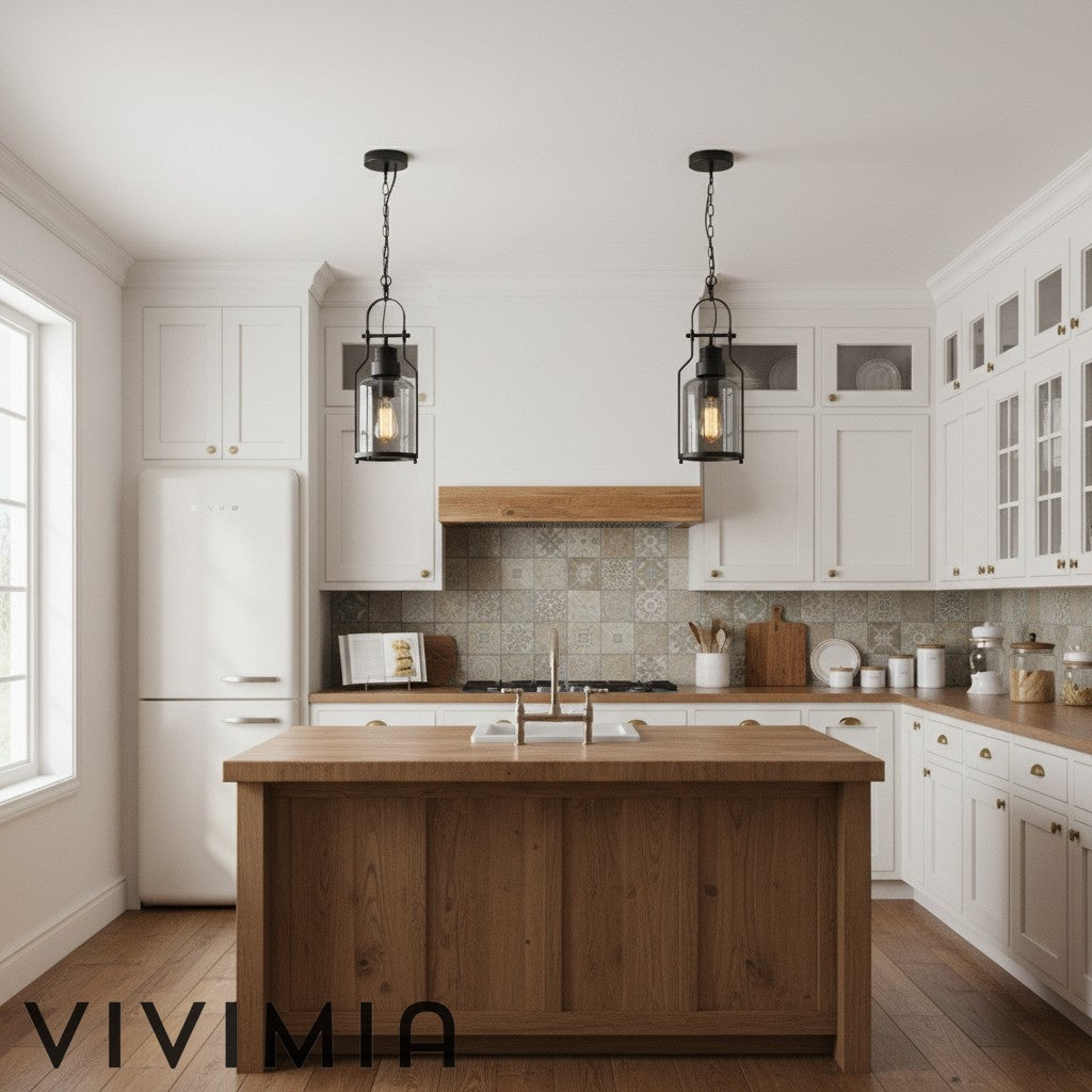 Lirra Vintage Iron Glass Pendant Lamp - Industrial Style Ceiling Lamp for Bars and Homes U20