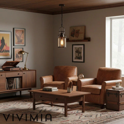 Lirra Vintage Iron Glass Pendant Lamp - Industrial Style Ceiling Lamp for Bars and Homes U20