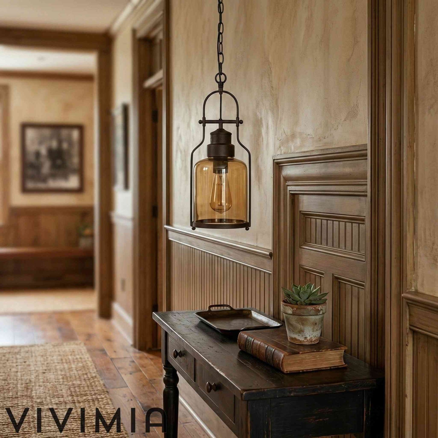 Lirra Vintage Iron Glass Pendant Lamp - Industrial Style Ceiling Lamp for Bars and Homes U20
