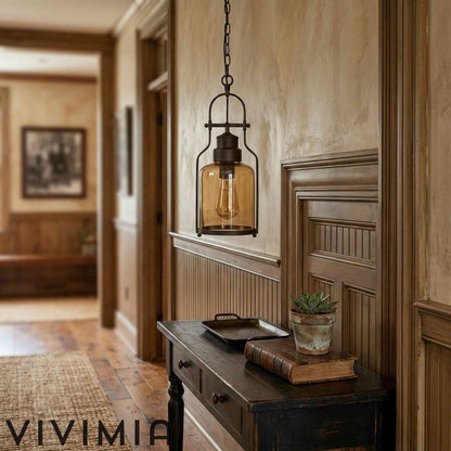Lirra Vintage Iron Glass Pendant Lamp - Industrial Style Ceiling Lamp for Bars and Homes U20