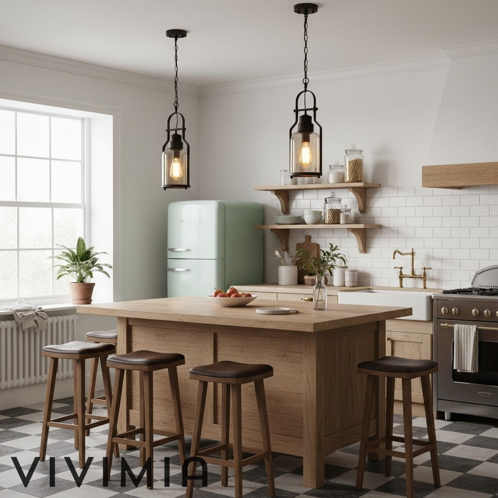 Lirra Vintage Iron Glass Pendant Lamp - Industrial Style Ceiling Lamp for Bars and Homes U20