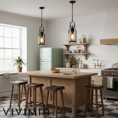 Lirra Vintage Iron Glass Pendant Lamp - Industrial Style Ceiling Lamp for Bars and Homes U20