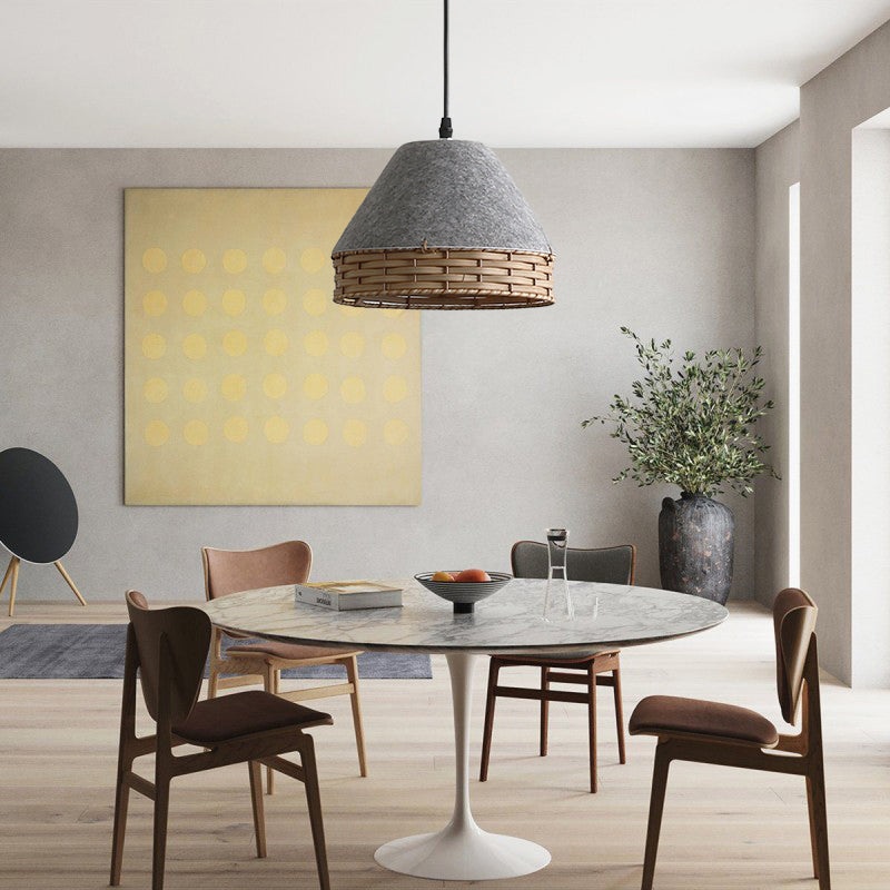 Minimalist Felt Irregular Pendant Lamps With Rattan Art Deco Style For Bedroom And Study 3