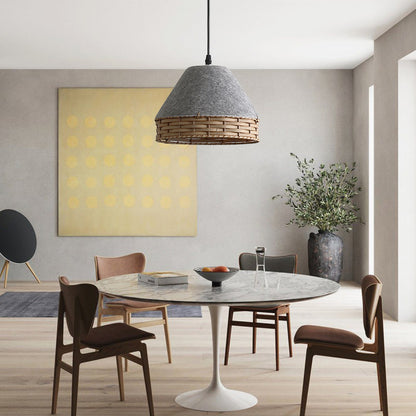 Minimalist Felt Irregular Pendant Lamps With Rattan Art Deco Style For Bedroom And Study 3